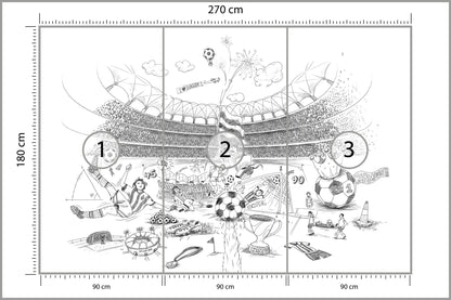 Fototapeta Piłka Nożna Stadion Rysunek 270 × 180 cm – podgląd kadru