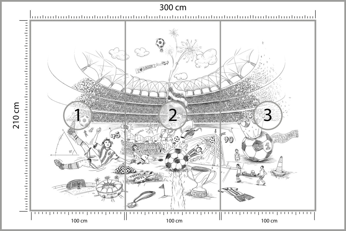 Fototapeta Piłka Nożna Stadion Rysunek 300 × 210 cm – podgląd kadru