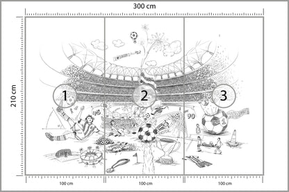 Fototapeta Piłka Nożna Stadion Rysunek 300 × 210 cm – podgląd kadru