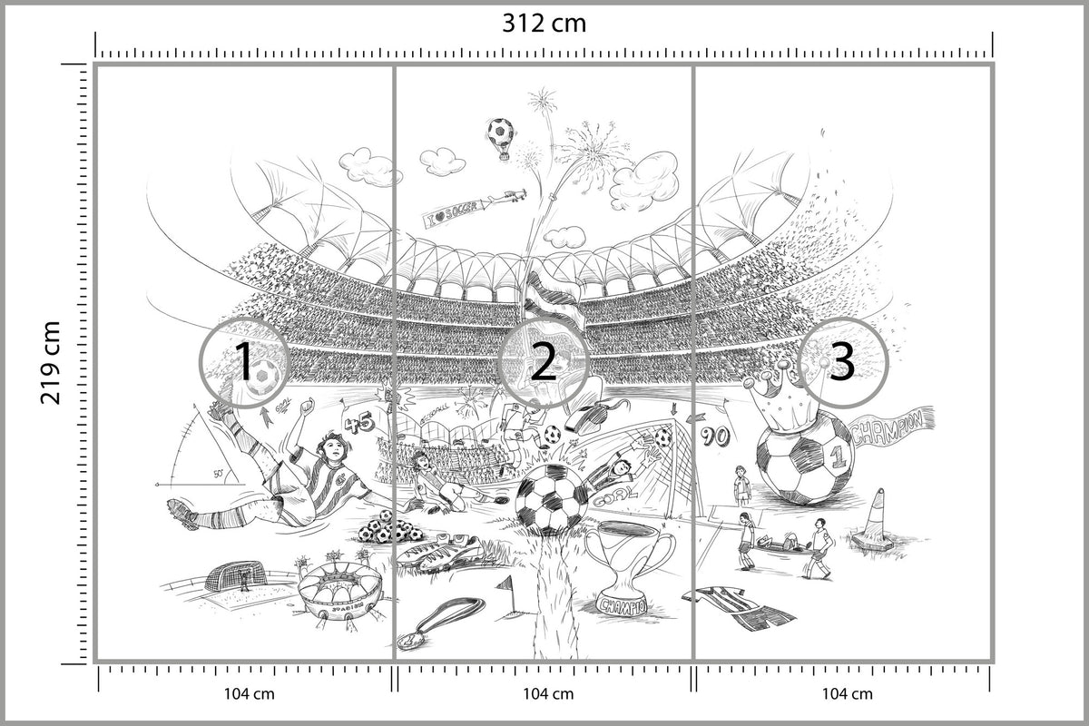 Fototapeta Piłka Nożna Stadion Rysunek 312 × 219 cm – podgląd kadru