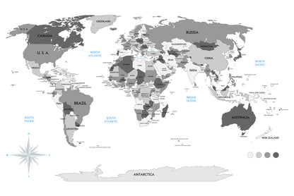 Fototapeta Mapa Świata Szara Z Państwami – wzór
