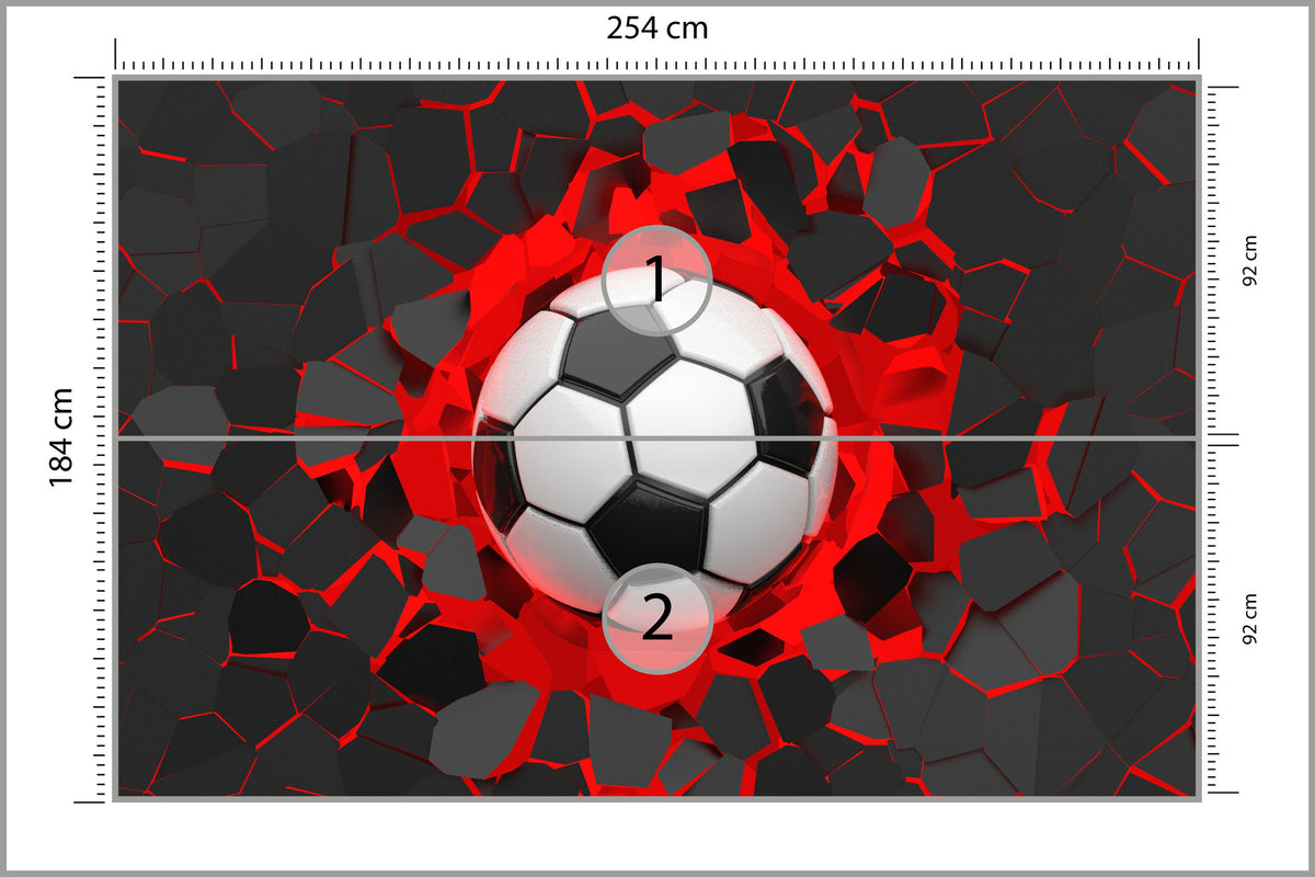 Fototapeta Piłkarska 3D, Pokój Młodzieżowy 254 × 184 cm – podgląd kadru