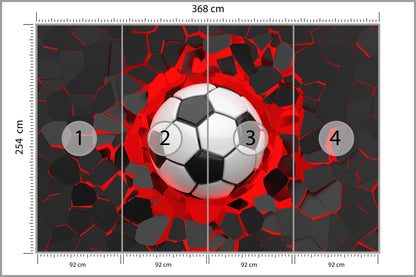 Fototapeta Piłkarska 3D, Pokój Młodzieżowy 368 × 254 cm – podgląd kadru