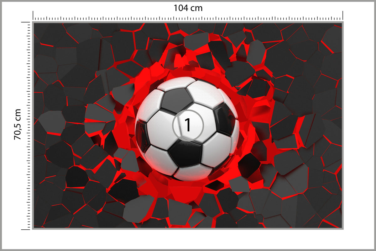 Fototapeta Piłkarska 3D, Pokój Młodzieżowy 104 × 70,5 cm – podgląd kadru