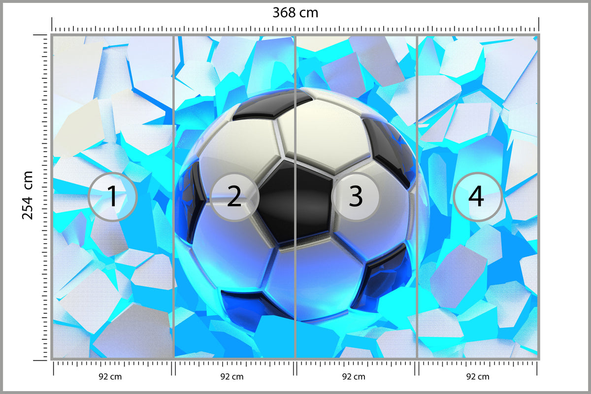 Fototapeta Dla Chłopca, Piłka Nożna 3D 368 × 254 cm – podgląd kadru