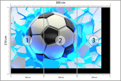 Fototapeta Dla Chłopca, Piłka Nożna 3D 300 × 210 cm – podgląd kadru