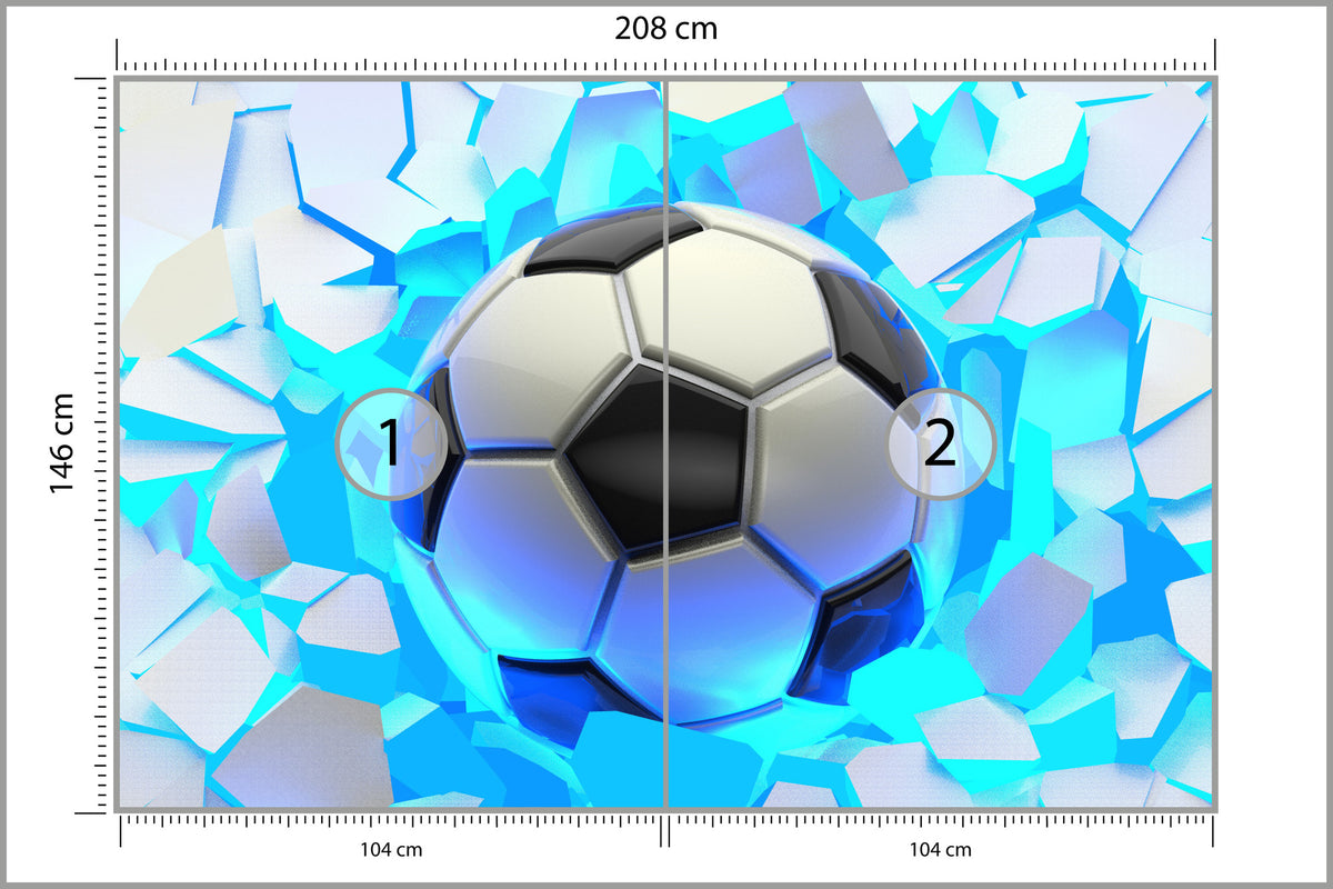 Fototapeta Dla Chłopca, Piłka Nożna 3D 208 × 146 cm – podgląd kadru
