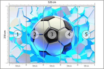 Fototapeta Dla Chłopca, Piłka Nożna 3D 520 × 318 cm – podgląd kadru