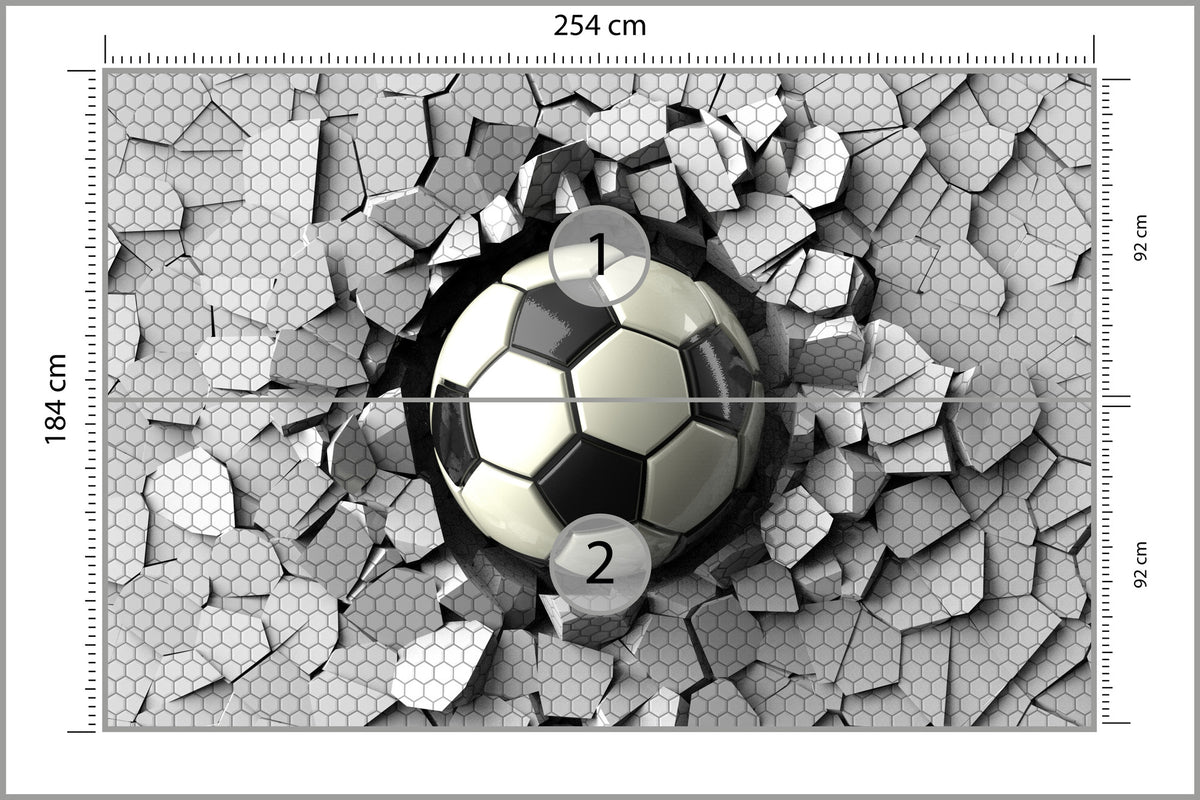Fototapeta 3D Dla Chłopca, Piłka 254 × 184 cm – podgląd kadru