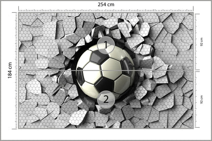 Fototapeta 3D Dla Chłopca, Piłka 254 × 184 cm – podgląd kadru