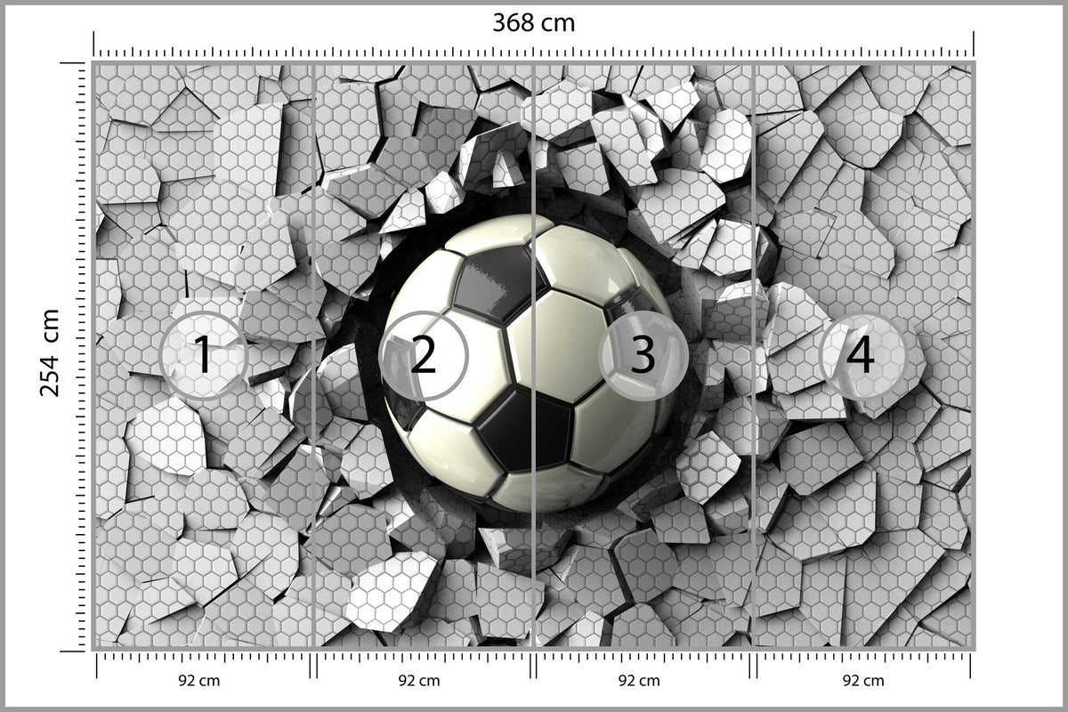 Fototapeta 3D Dla Chłopca, Piłka 368 × 254 cm – podgląd kadru