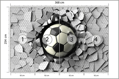 Fototapeta 3D Dla Chłopca, Piłka 368 × 254 cm – podgląd kadru