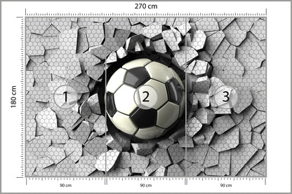 Fototapeta 3D Dla Chłopca, Piłka 270 × 180 cm – podgląd kadru