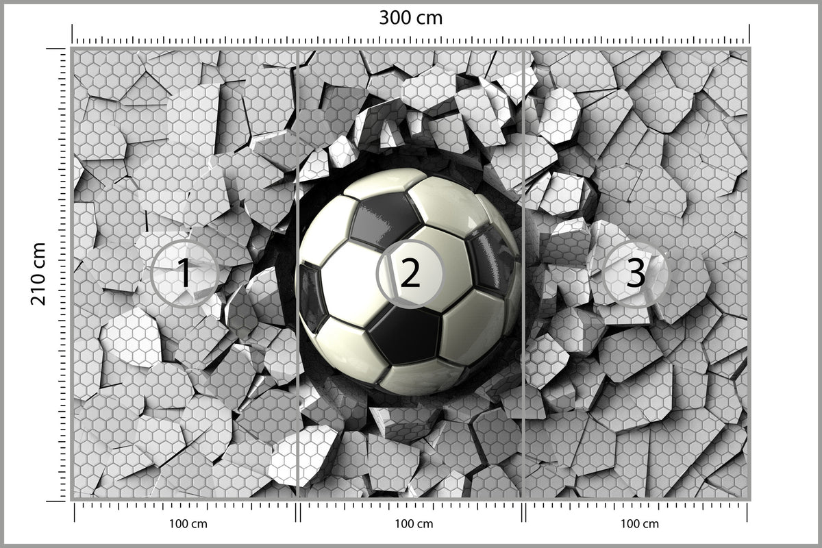 Fototapeta 3D Dla Chłopca, Piłka 300 × 210 cm – podgląd kadru