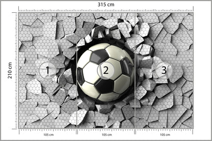 Fototapeta 3D Dla Chłopca, Piłka 315 × 210 cm – podgląd kadru