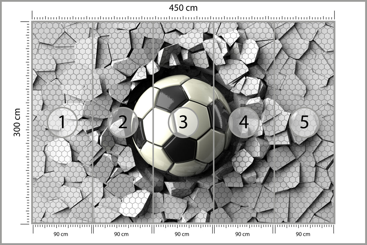 Fototapeta 3D Dla Chłopca, Piłka 450 × 300 cm – podgląd kadru