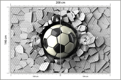 Fototapeta 3D Dla Chłopca, Piłka 208 × 146 cm – podgląd kadru