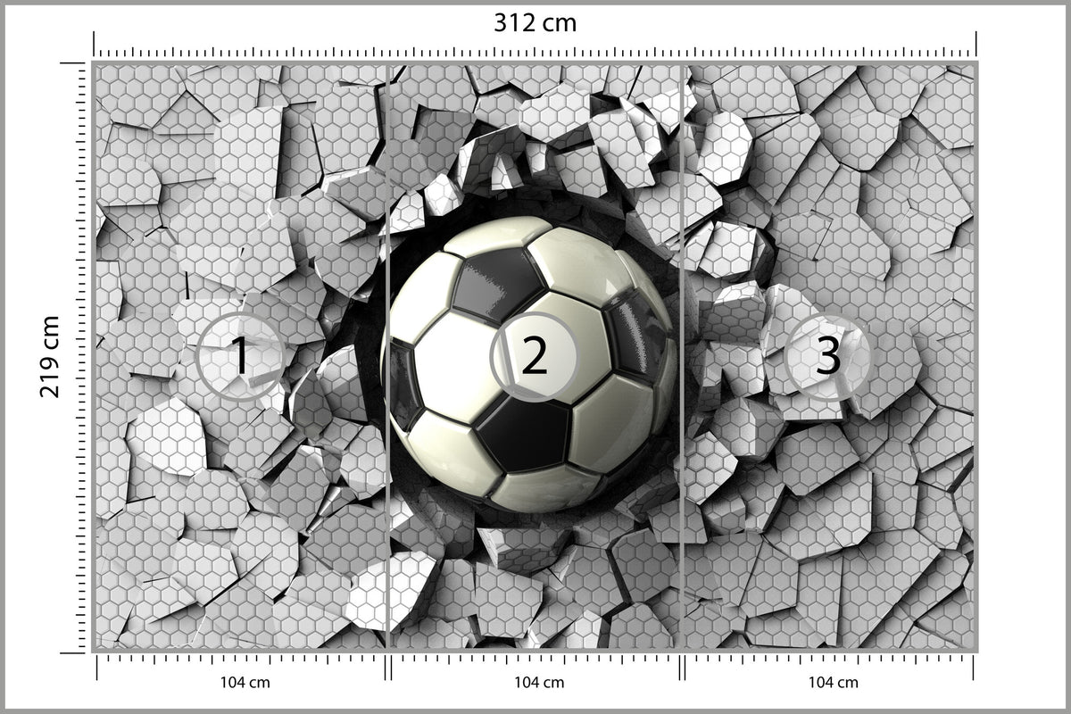 Fototapeta 3D Dla Chłopca, Piłka 312 × 219 cm – podgląd kadru