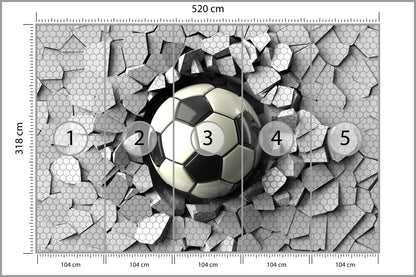 Fototapeta 3D Dla Chłopca, Piłka 520 × 318 cm – podgląd kadru
