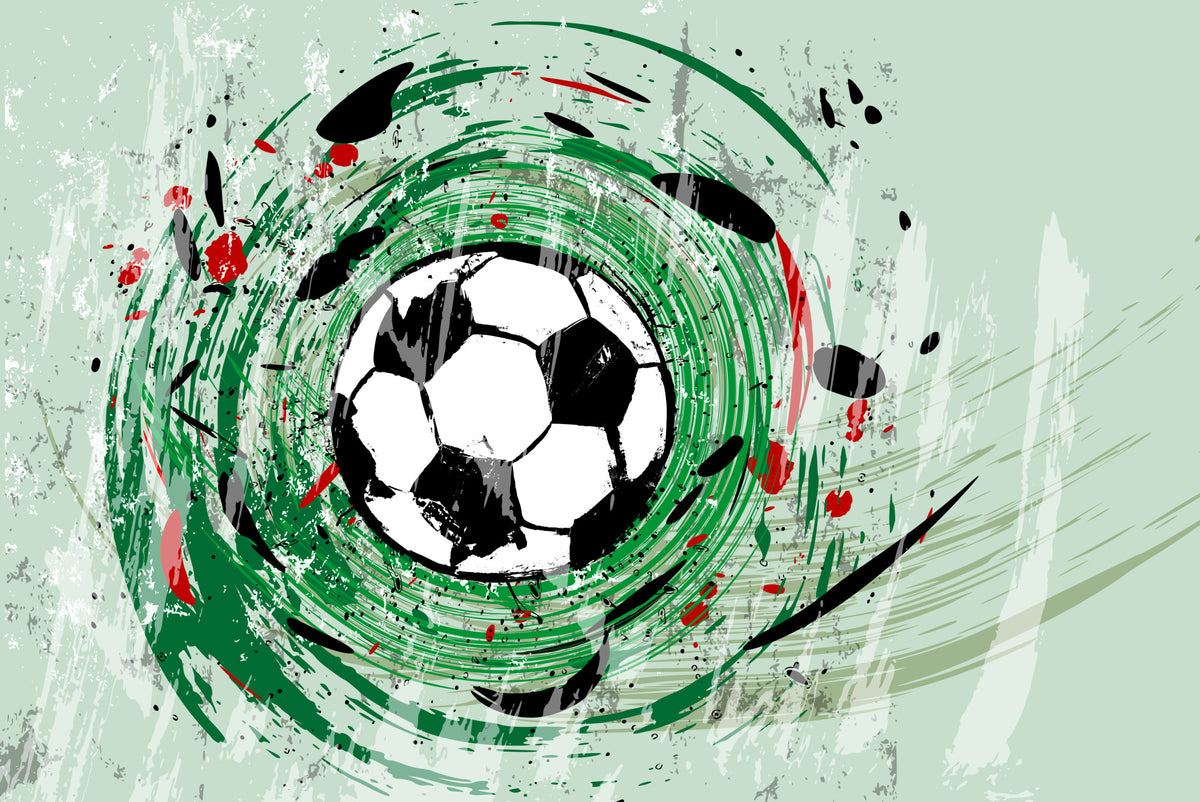 Fototapeta Sportowa Piłka Nożna Grafika Na Zielonym Tle – wzór