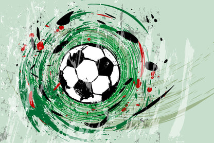 Fototapeta Sportowa Piłka Nożna Grafika Na Zielonym Tle – wzór