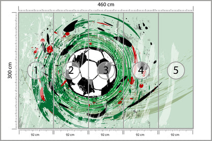 Fototapeta Sportowa Piłka Nożna Grafika Na Zielonym Tle 460 × 300 cm – podgląd kadru