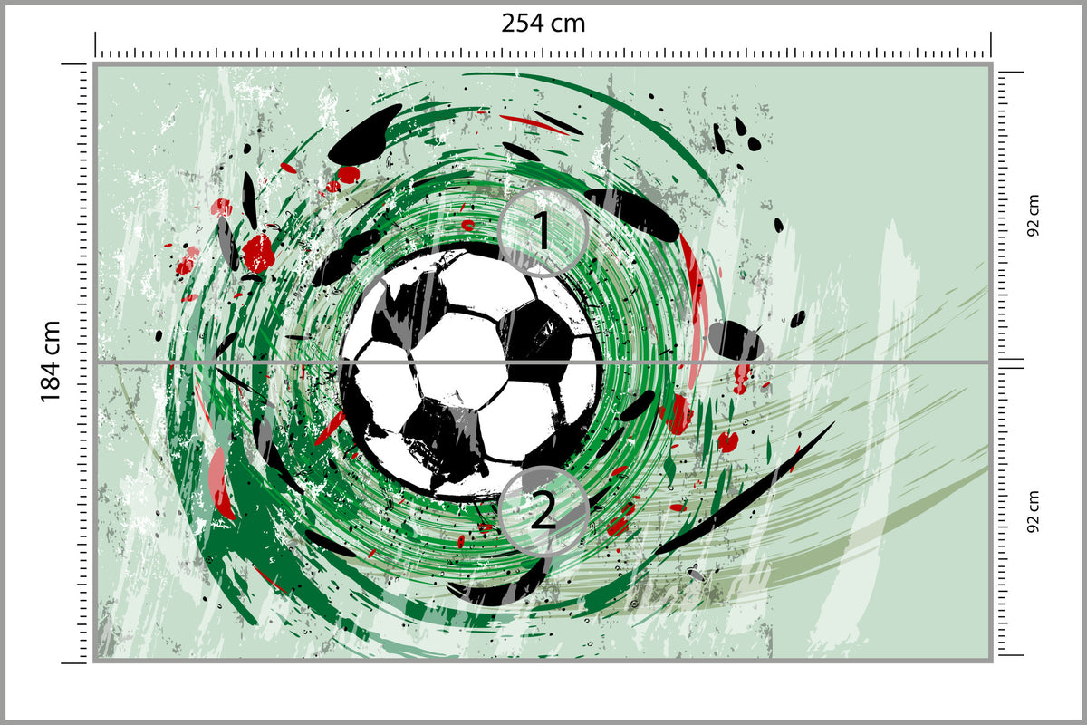 Fototapeta Sportowa Piłka Nożna Grafika Na Zielonym Tle 254 × 184 cm – podgląd kadru
