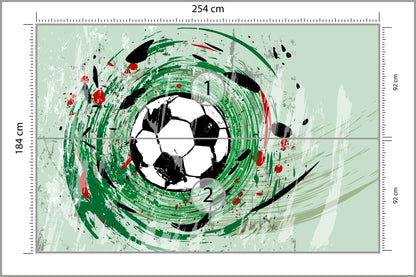 Fototapeta Sportowa Piłka Nożna Grafika Na Zielonym Tle 254 × 184 cm – podgląd kadru