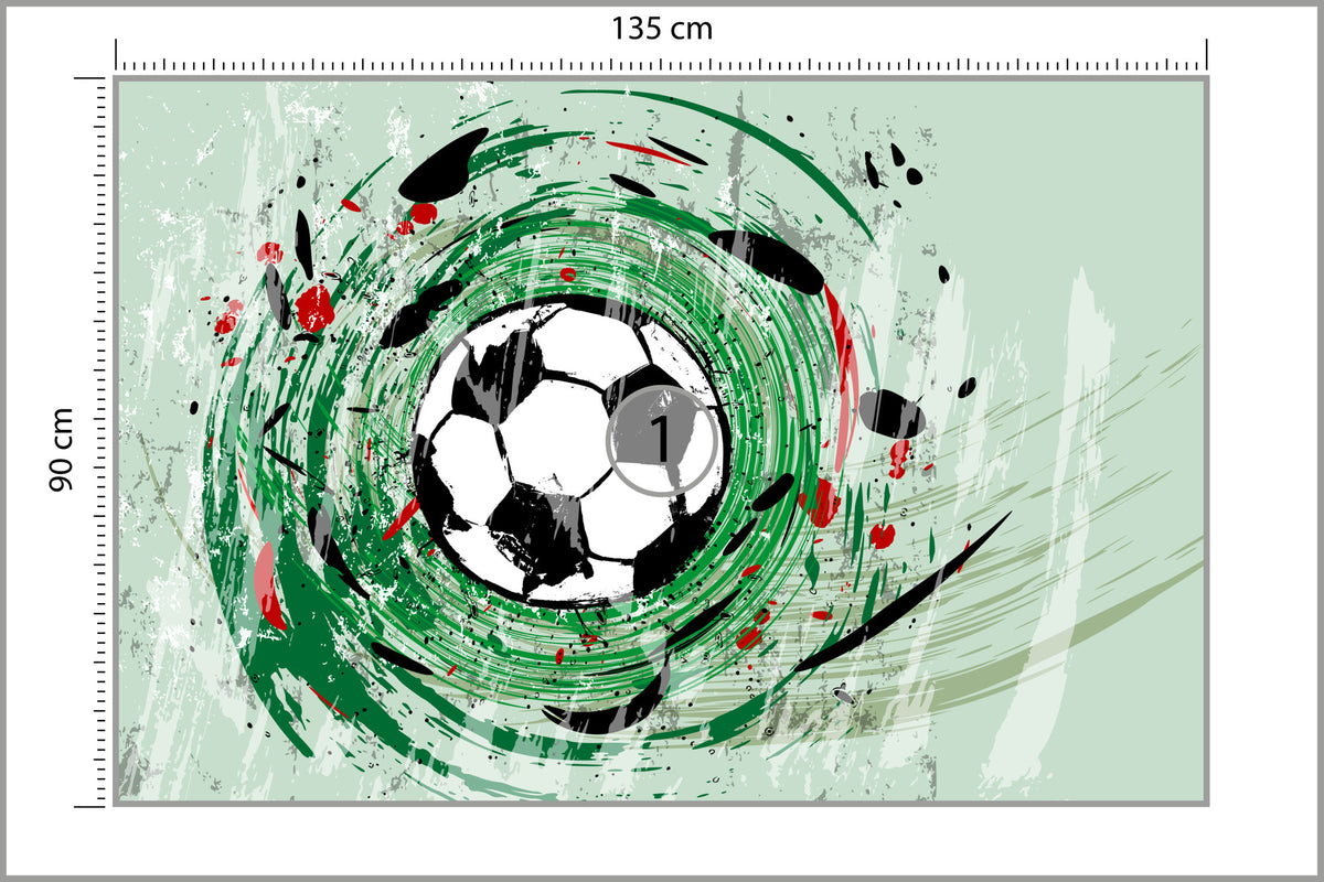 Fototapeta Sportowa Piłka Nożna Grafika Na Zielonym Tle 135 × 90 cm – podgląd kadru