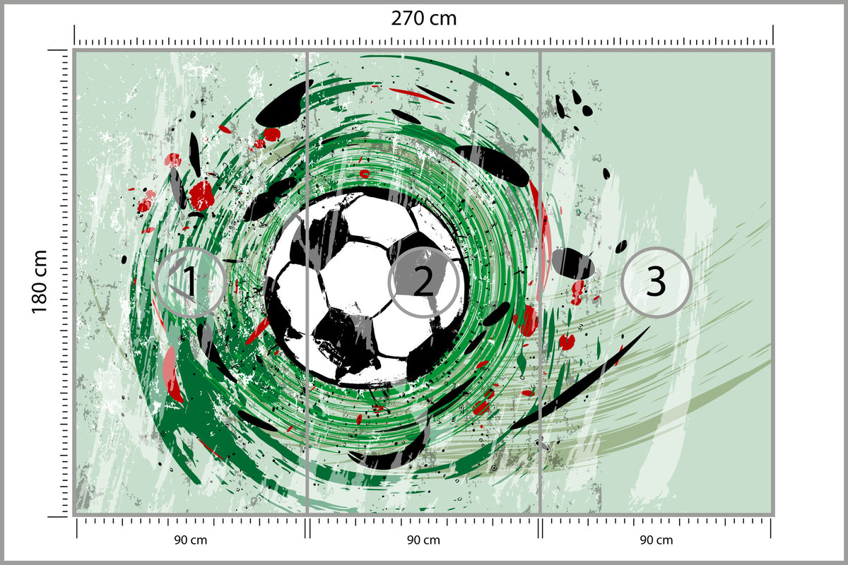 Fototapeta Sportowa Piłka Nożna Grafika Na Zielonym Tle 270 × 180 cm – podgląd kadru