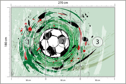 Fototapeta Sportowa Piłka Nożna Grafika Na Zielonym Tle 270 × 180 cm – podgląd kadru