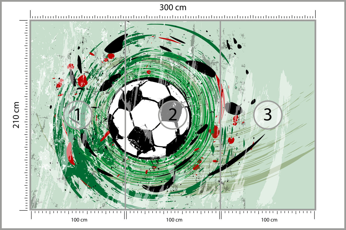 Fototapeta Sportowa Piłka Nożna Grafika Na Zielonym Tle 300 × 210 cm – podgląd kadru