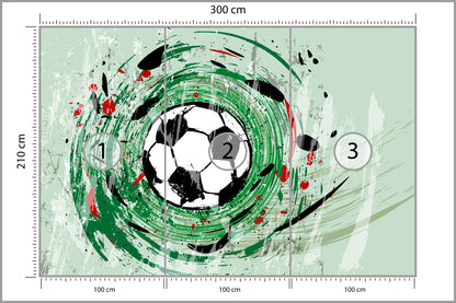 Fototapeta Sportowa Piłka Nożna Grafika Na Zielonym Tle 300 × 210 cm – podgląd kadru