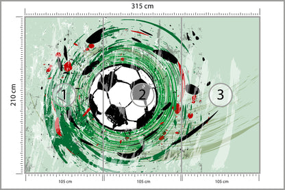 Fototapeta Sportowa Piłka Nożna Grafika Na Zielonym Tle 315 × 210 cm – podgląd kadru