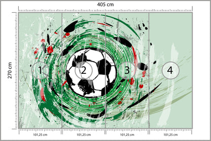 Fototapeta Sportowa Piłka Nożna Grafika Na Zielonym Tle 405 × 270 cm – podgląd kadru