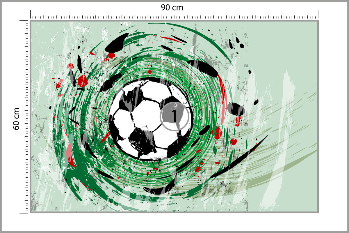 Fototapeta Sportowa Piłka Nożna Grafika Na Zielonym Tle 90 × 60 cm – podgląd kadru