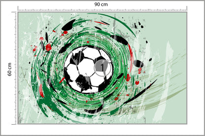 Fototapeta Sportowa Piłka Nożna Grafika Na Zielonym Tle 90 × 60 cm – podgląd kadru