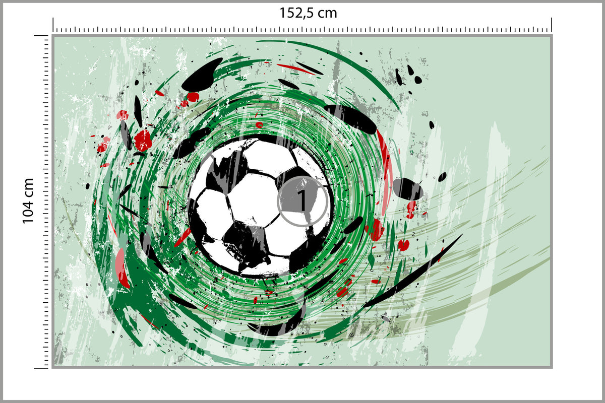 Fototapeta Sportowa Piłka Nożna Grafika Na Zielonym Tle 152,5 × 104 cm – podgląd kadru