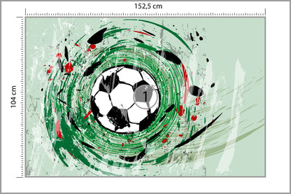 Fototapeta Sportowa Piłka Nożna Grafika Na Zielonym Tle 152,5 × 104 cm – podgląd kadru