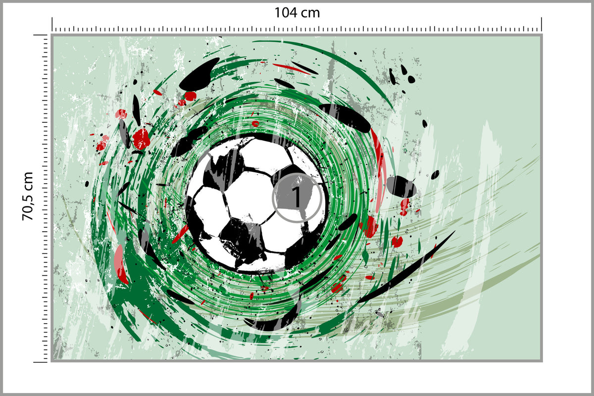 Fototapeta Sportowa Piłka Nożna Grafika Na Zielonym Tle 104 × 70,5 cm – podgląd kadru