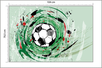 Fototapeta Sportowa Piłka Nożna Grafika Na Zielonym Tle 104 × 70,5 cm – podgląd kadru
