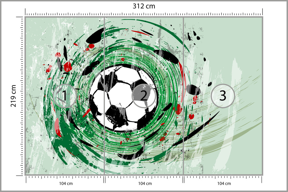 Fototapeta Sportowa Piłka Nożna Grafika Na Zielonym Tle 312 × 219 cm – podgląd kadru