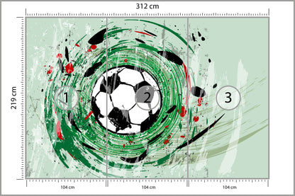 Fototapeta Sportowa Piłka Nożna Grafika Na Zielonym Tle 312 × 219 cm – podgląd kadru