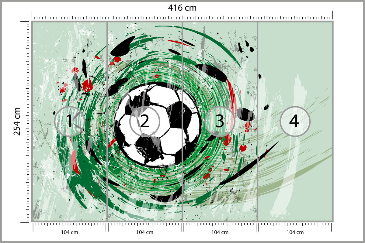 Fototapeta Sportowa Piłka Nożna Grafika Na Zielonym Tle 416 × 254 cm – podgląd kadru