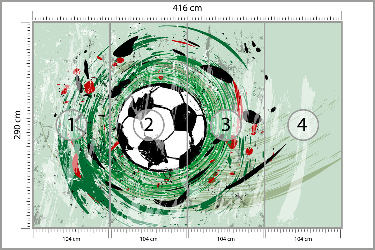 Fototapeta Sportowa Piłka Nożna Grafika Na Zielonym Tle 416 × 290 cm – podgląd kadru