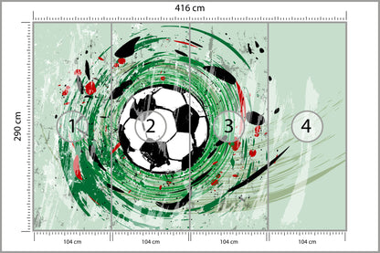 Fototapeta Sportowa Piłka Nożna Grafika Na Zielonym Tle 416 × 290 cm – podgląd kadru