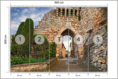 Fototapeta Uliczka Przejście Przez Kamienną Bramę 460 × 300 cm – podgląd kadru