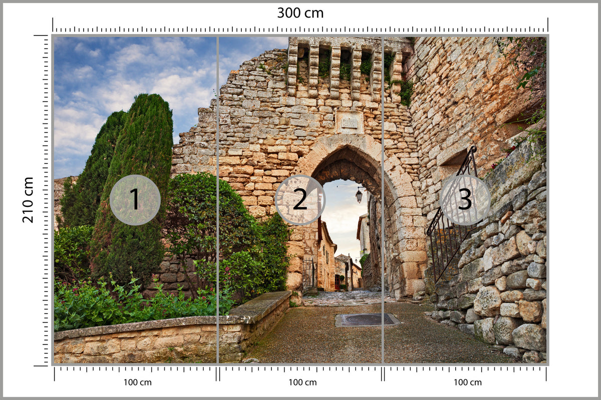 Fototapeta Uliczka Przejście Przez Kamienną Bramę 300 × 210 cm – podgląd kadru