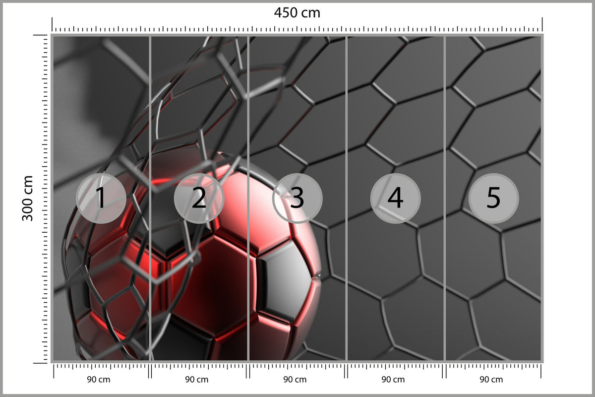 Fototapeta Sportowa Piłka W Bramce 450 × 300 cm – podgląd kadru