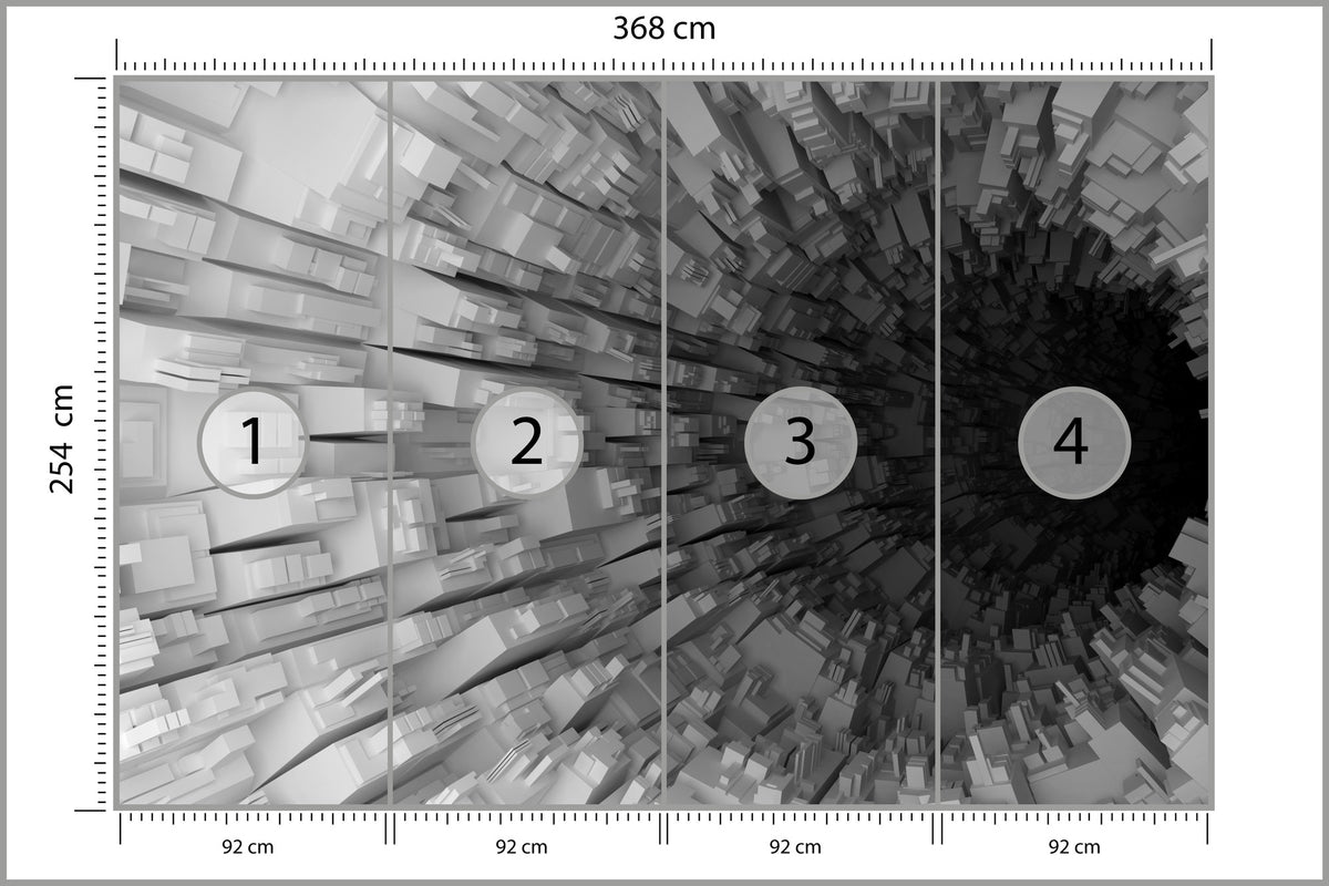 Fototapeta Abstrakcyjny Tunel 3D 368 × 254 cm – podgląd kadru